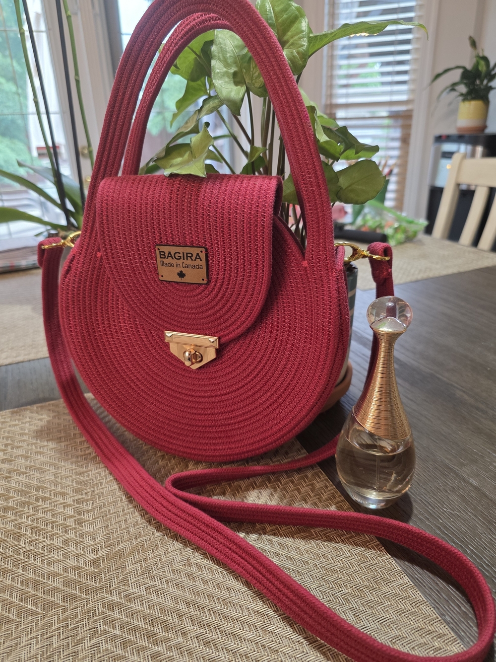 Women's Red Round Crossbody Bag - Handmade By Me In Canada